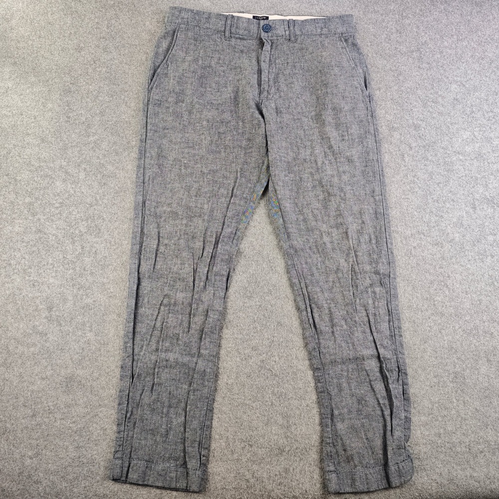 J.Crew Sutton Pants Mens 32x30 Straight Fit Blue Linen Cotton Chino Summer